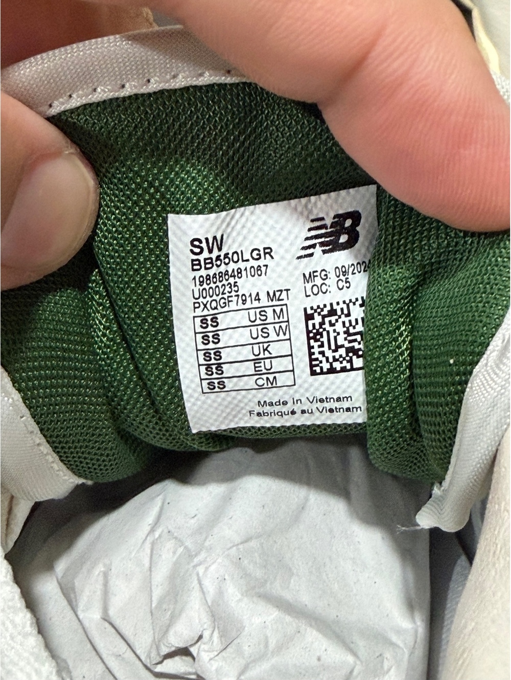 Size 9 - *SAMPLE* New Balance 550 “Permafrost Dark Alpine Green” - Picture 7 of 7